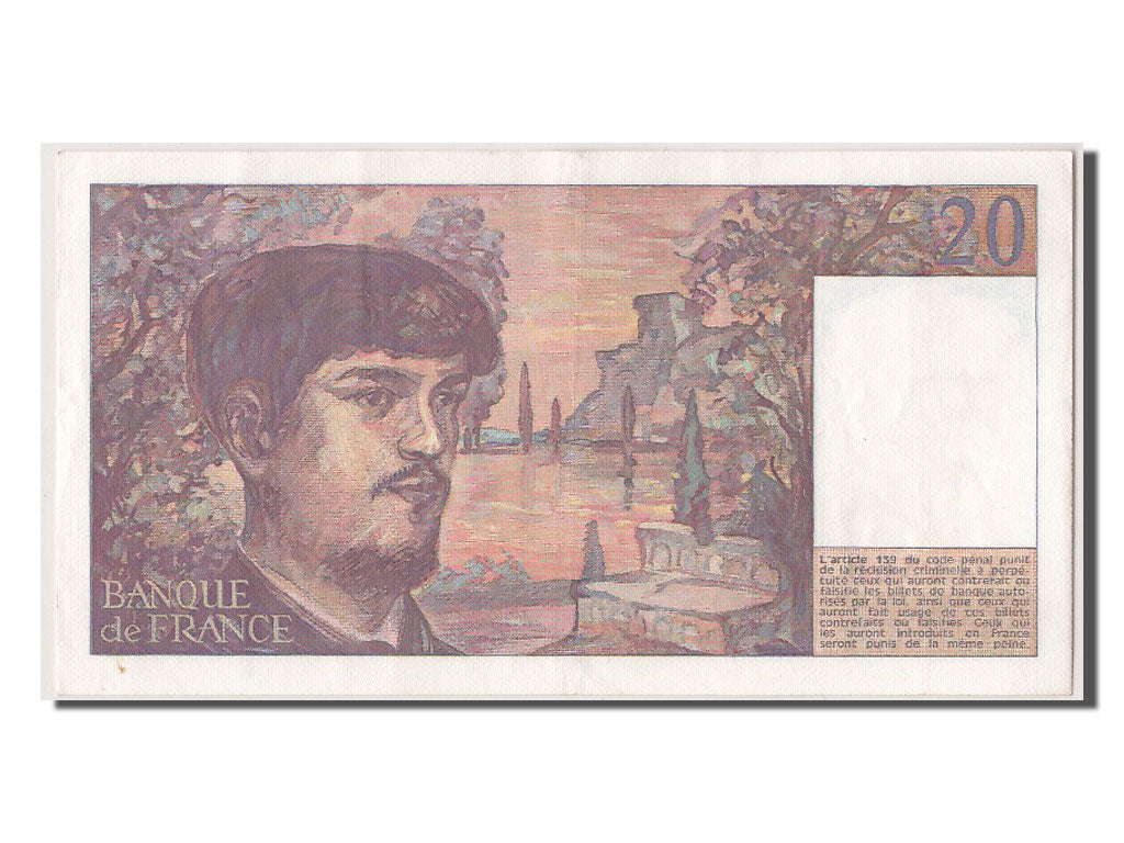 France, 20 Francs, 20 F 1980-1997 ''Debussy'', 1983, KM #151a, AU(55-58), O.011.