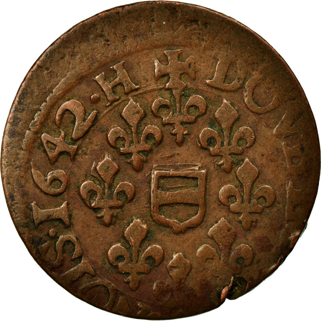 Moneda, ESTADOS FRANCESES, BOISBELLE & HENRICHEMONT, Double Tournois, 1642