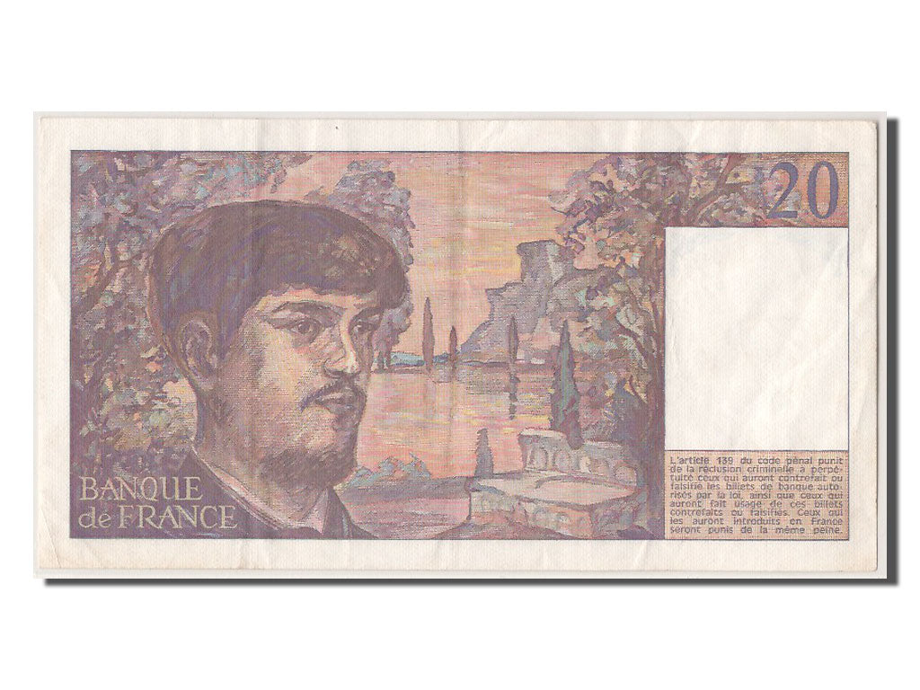 France, 20 Francs, 20 F 1980-1997 ''Debussy'', 1985, KM #151a, AU(50-53), H.015.