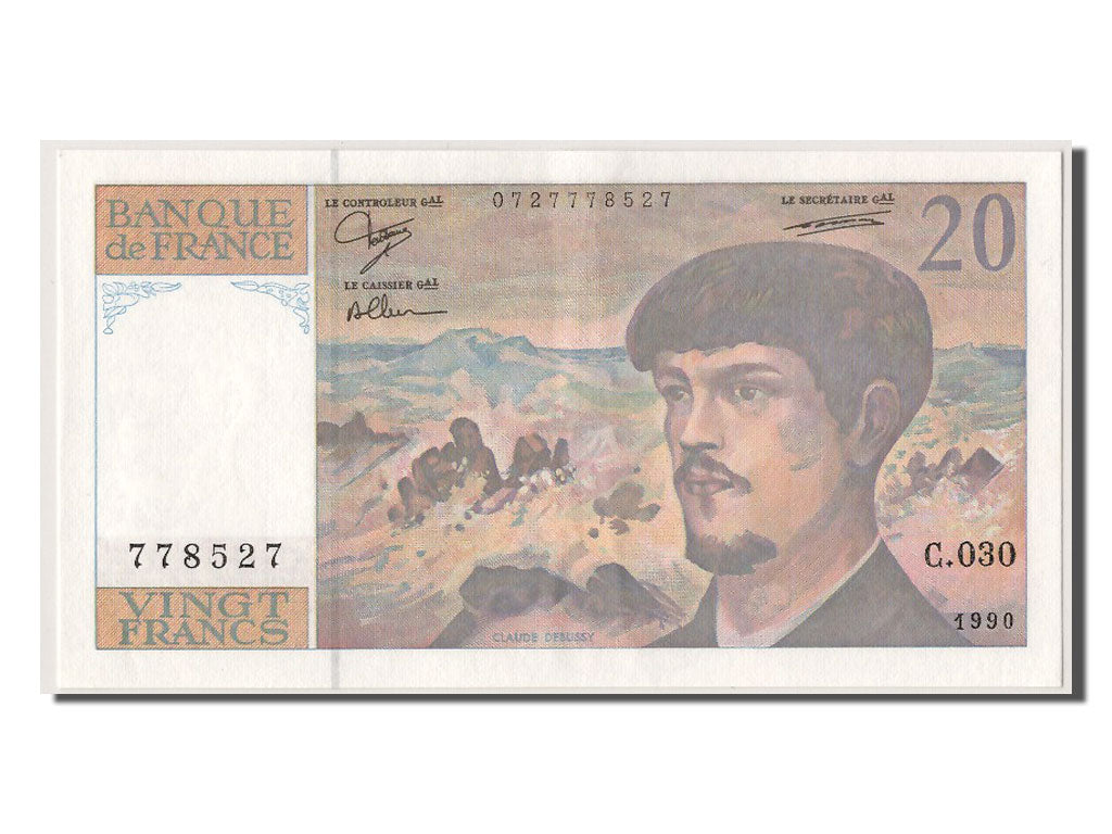 Francia, 20 Francs, 20 F 1980-1997 ''Debussy'', 1990, KM:151d, SPL-, Fayette:...
