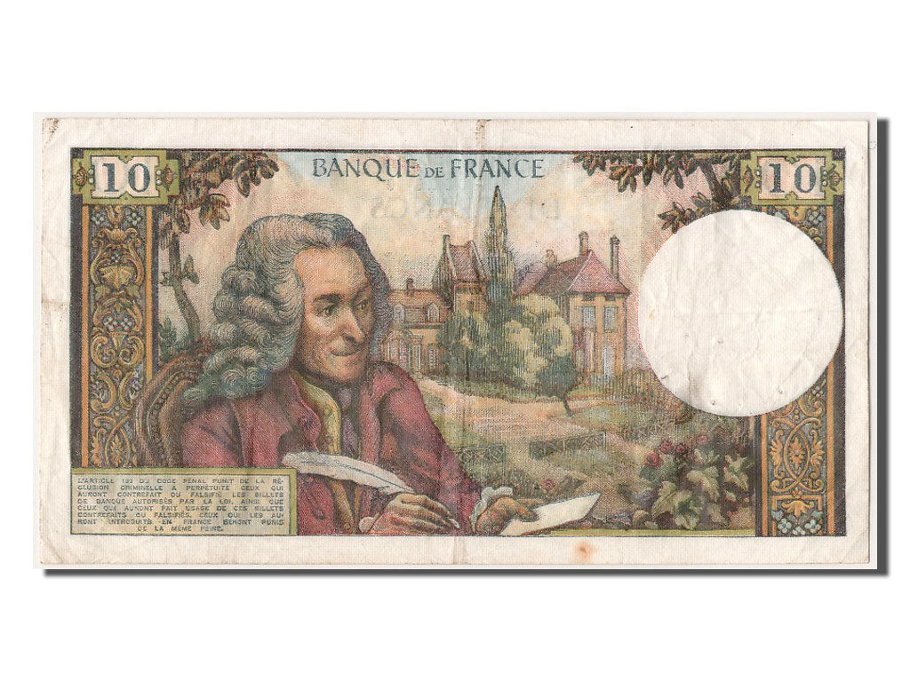 France, 10 Francs, 10 F 1963-1973 ''Voltaire'', 1973, KM #147d, 1973-08-02,...