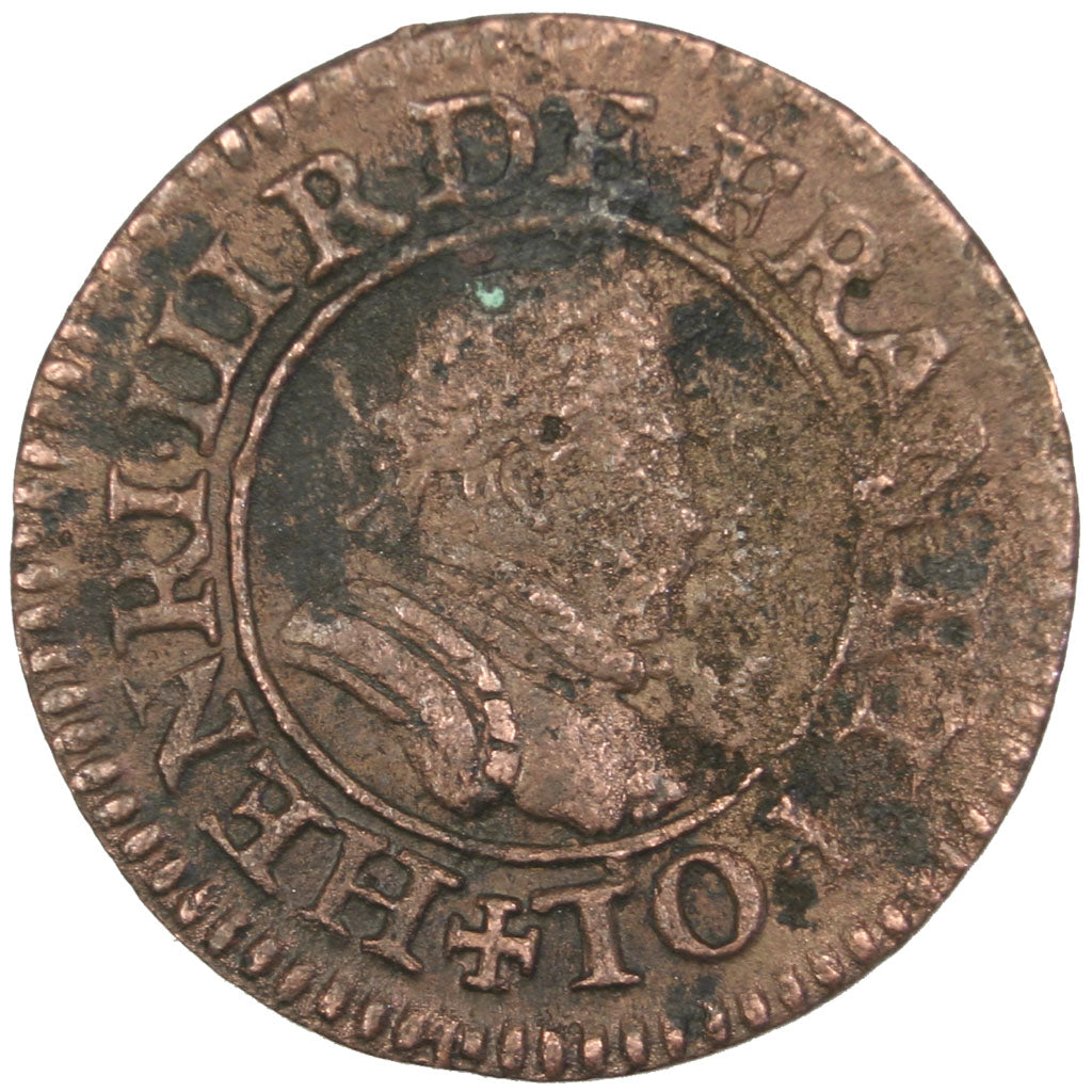 FRANCE, Denier Tournois, 1584, Paris, VF(30-35), Copper, CGKL #90, 1.34