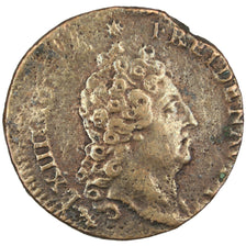 FRANCE, Liard, 1714, Lille, VF(30-35), Copper, C2G #232, 3.83