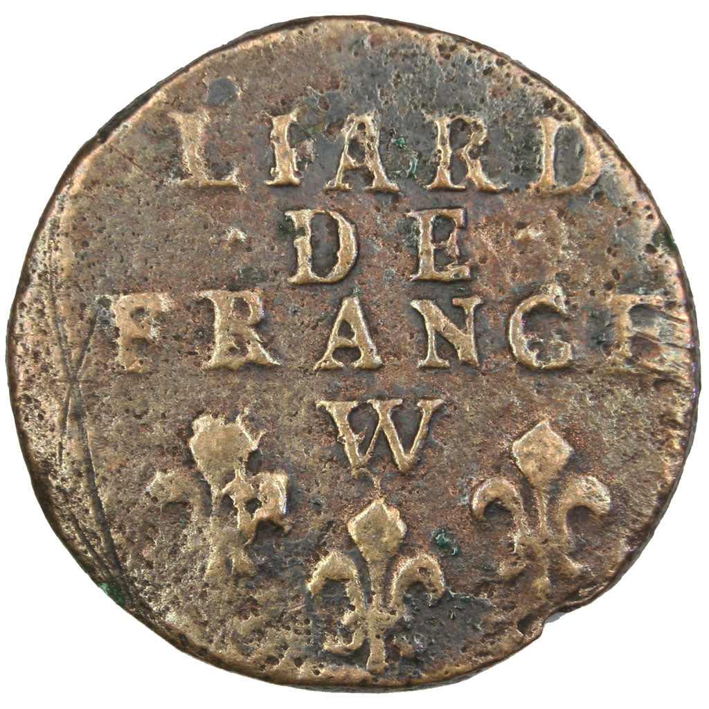 FRANCE, Liard, 1714, Lille, VF(30-35), Copper, C2G #232, 3.83