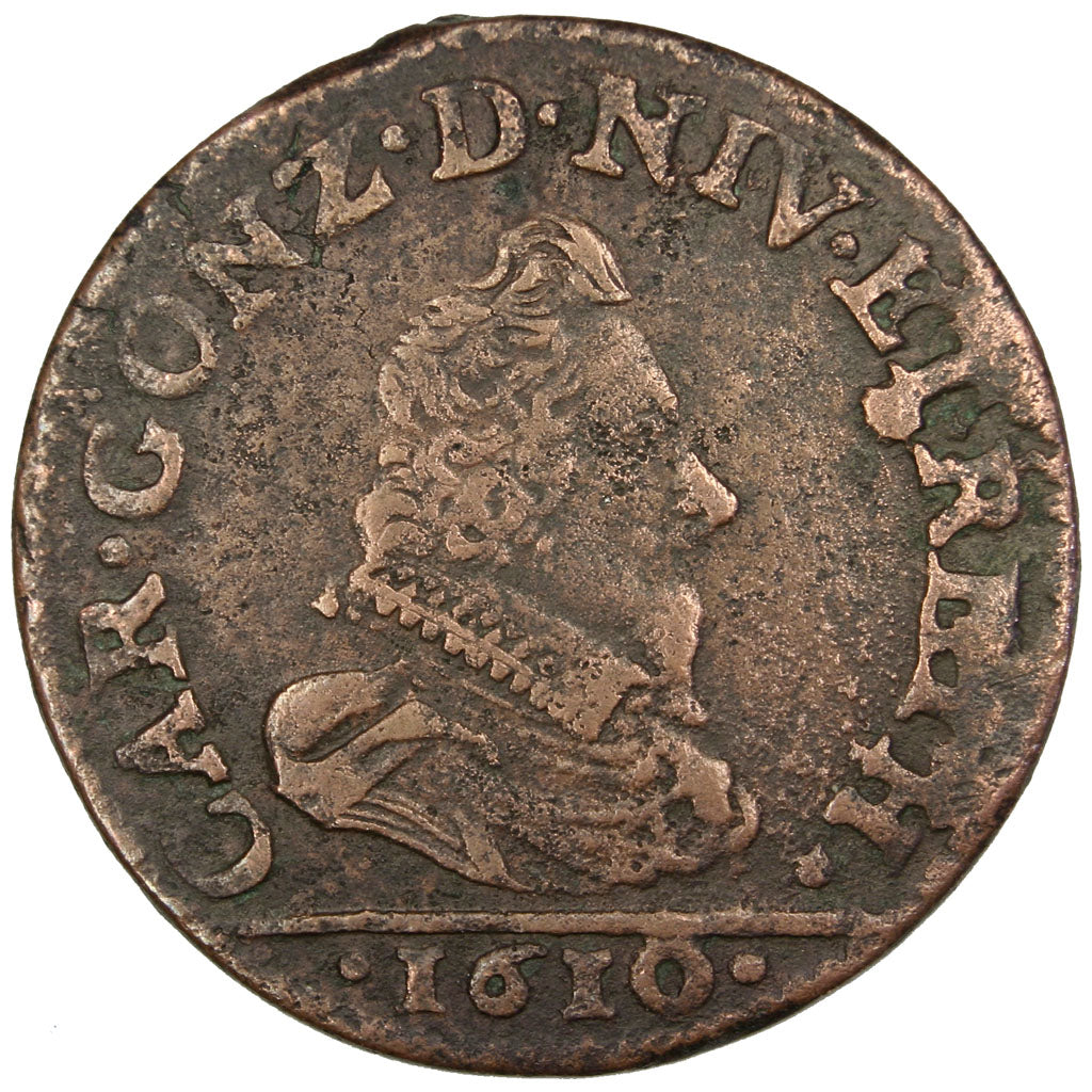 FRANCE, Liard, 1610, Charleville, EF(40-45), Copper, C2G #284, 3.85