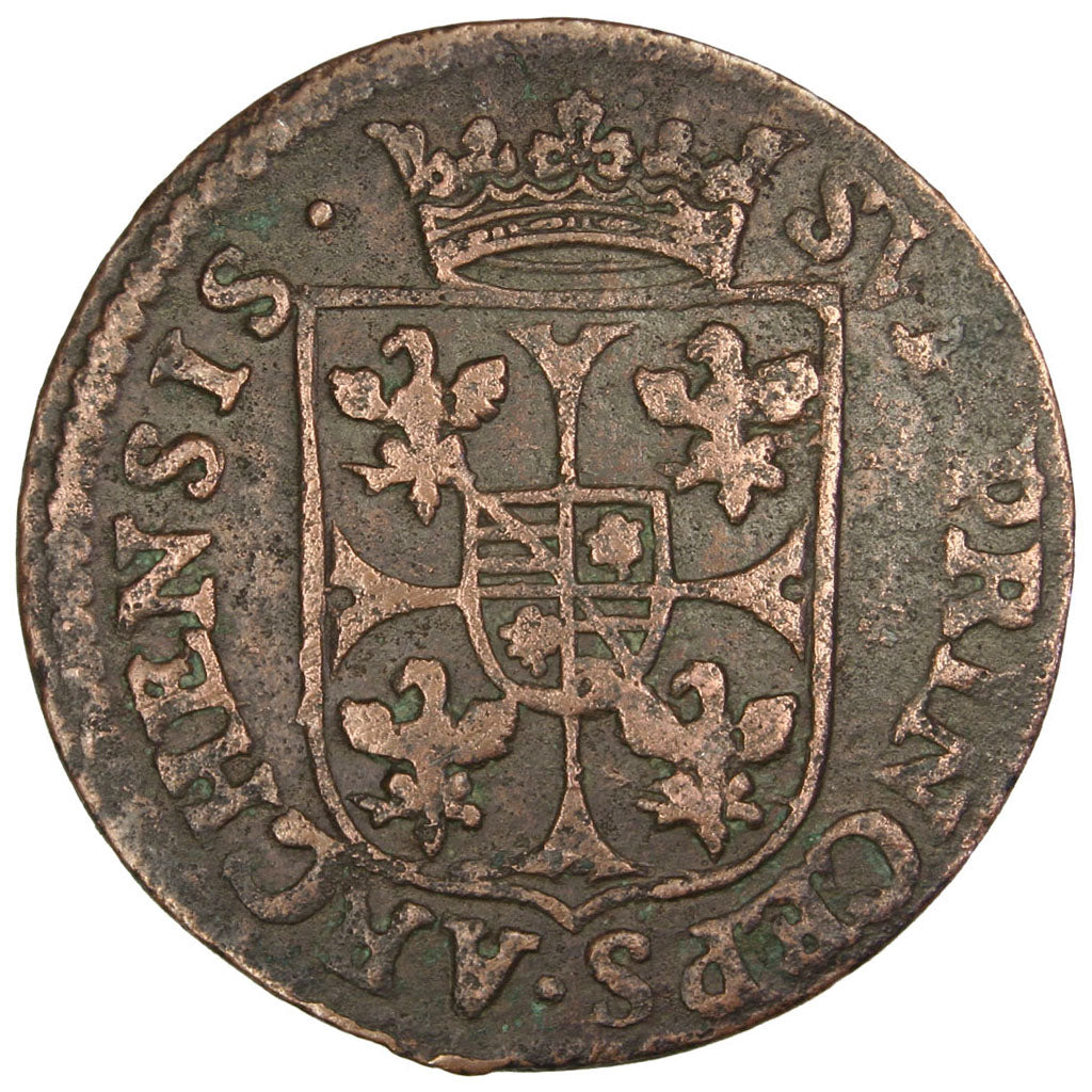 FRANCE, Liard, 1610, Charleville, EF(40-45), Copper, C2G #284, 3.85