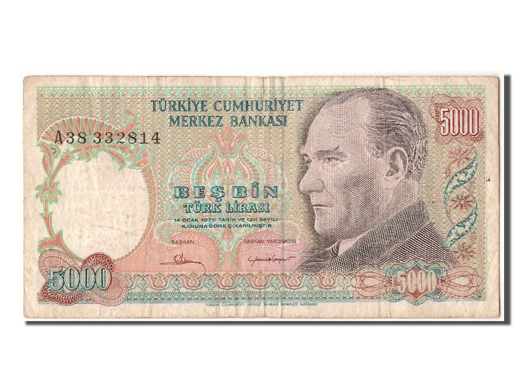 Turkey, 5000 Lira, VF(20-25), A38 332814