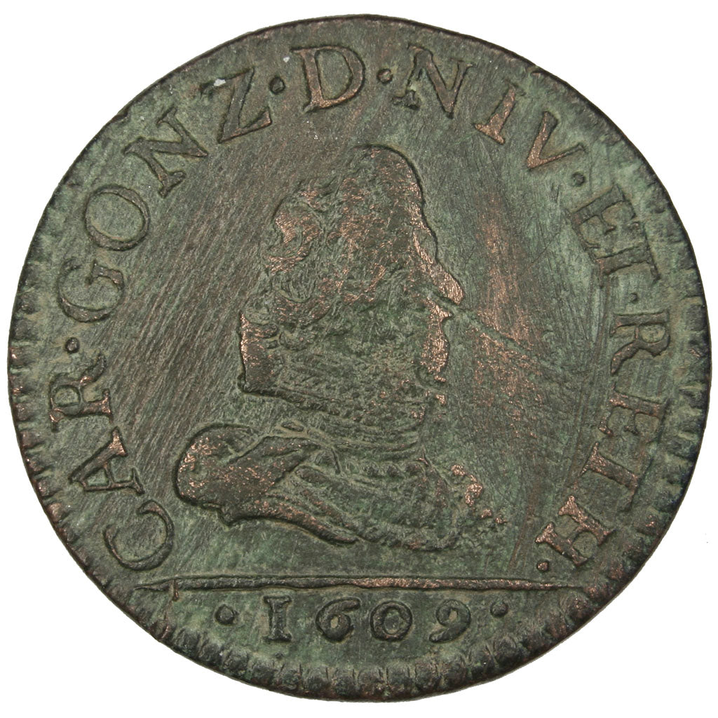 FRENCH STATES, 2 Liard, 1609, Charleville, KM #12.1, VF(20-25), Copper, C2G...