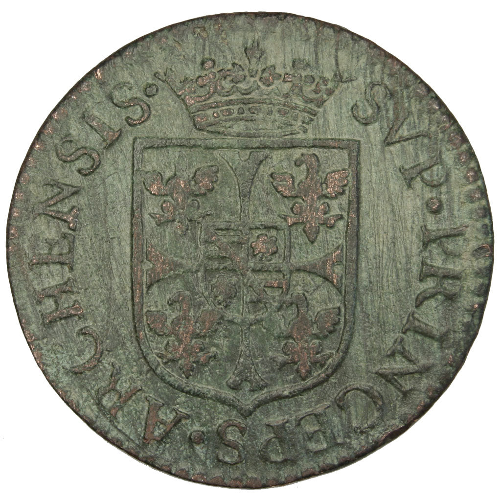 FRENCH STATES, 2 Liard, 1609, Charleville, KM #12.1, VF(20-25), Copper, C2G...