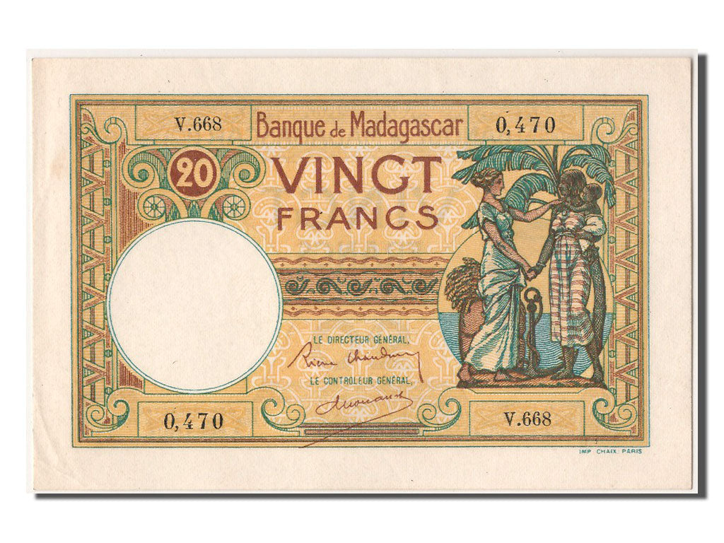 Banknote, Madagascar, 20 Francs, UNC(63)