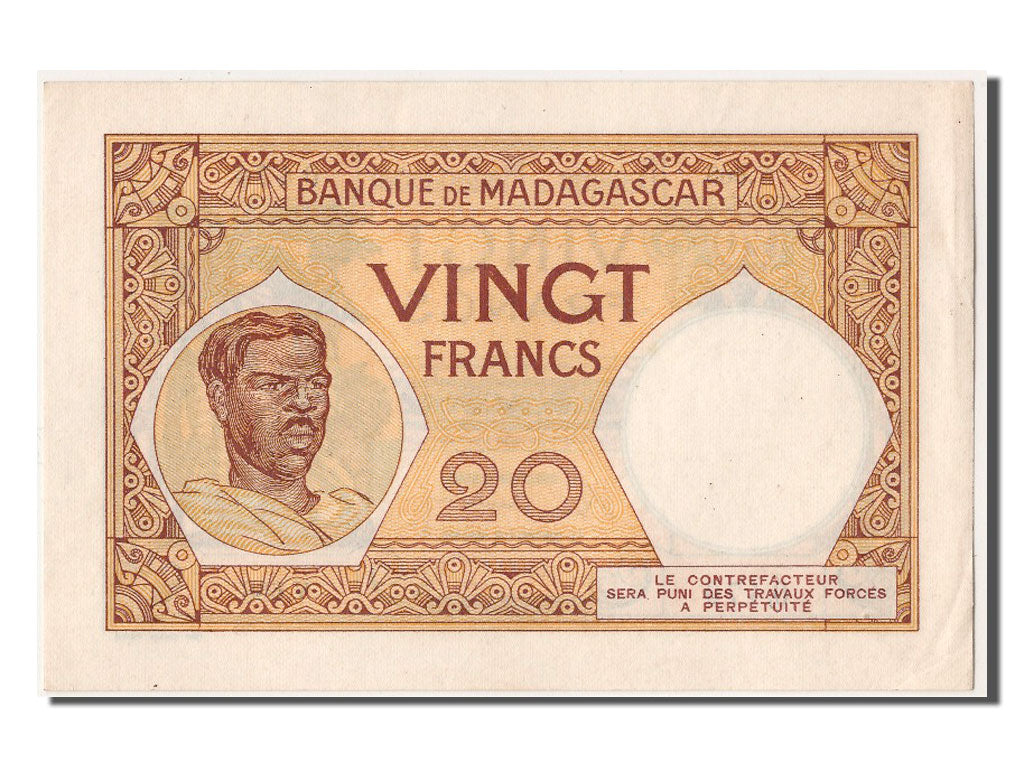 Banknote, Madagascar, 20 Francs, UNC(63)