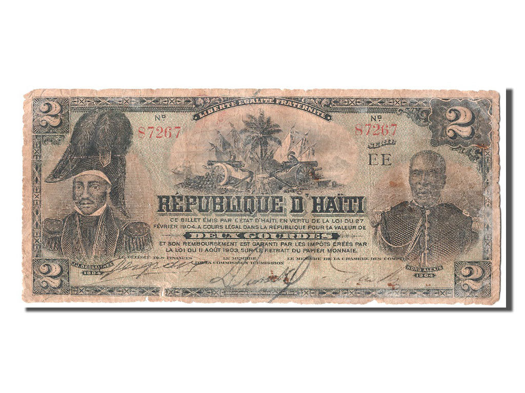 Haiti, 2 Gourdes, 1904, 1904-02-27, F(12-15), 87267