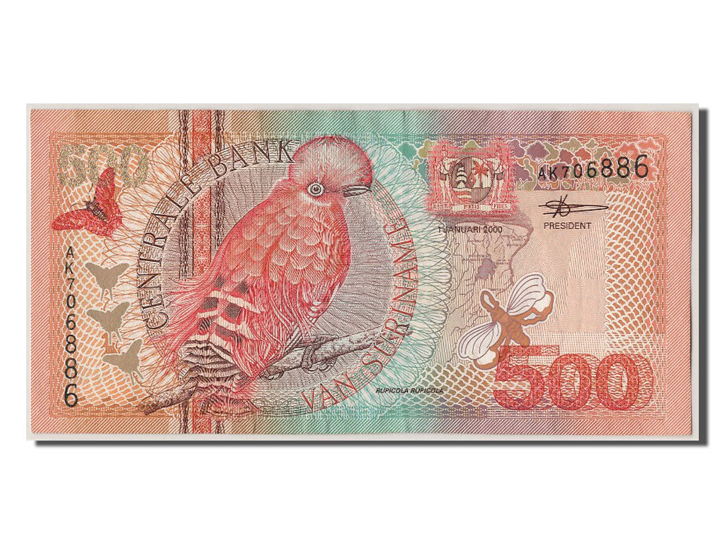 Suriname, 500 Gulden, 2000, KM #150, 2000-01-01, AU(55-58), AK706886