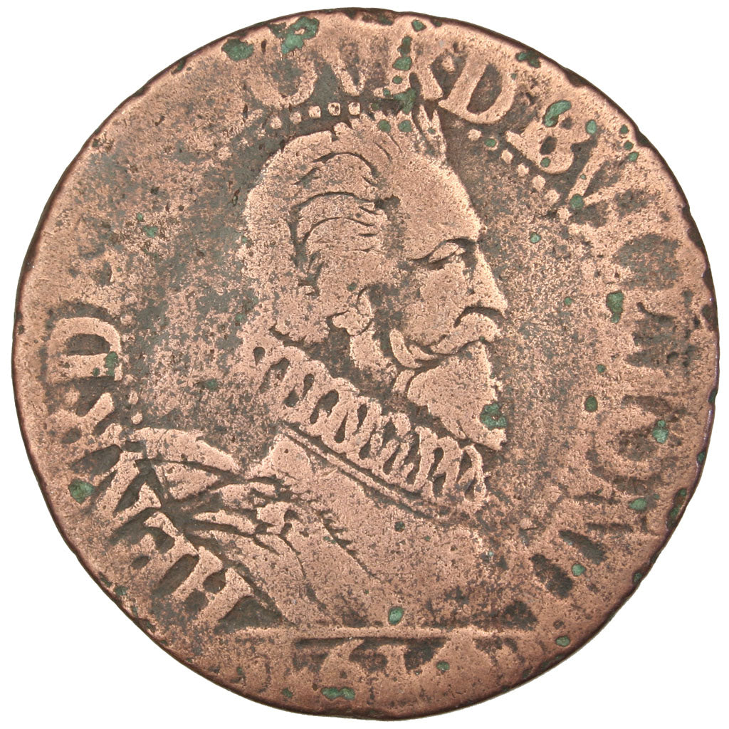 FRANCE, Liard, 1614, Raucourt, F(12-15), Copper, C2G #308, 3.64