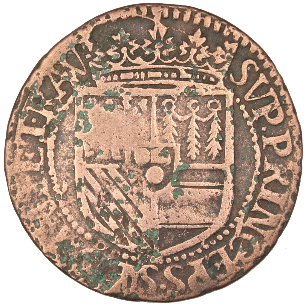 FRANCE, Liard, 1614, Raucourt, F(12-15), Copper, C2G #308, 3.64