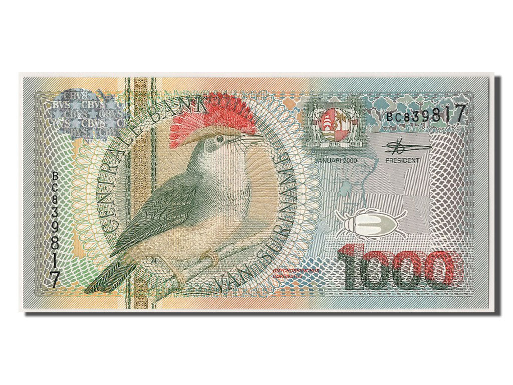 Suriname, 1000 Gulden, 2000, KM #151, 2000-01-01, UNC(65-70), BC839817