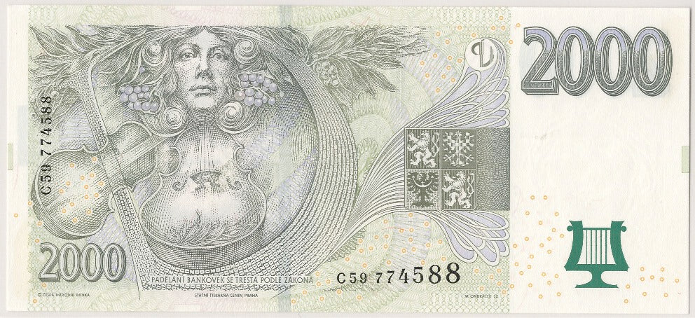 Billete, 2000 Korun, 2007, República Checa, UNC
