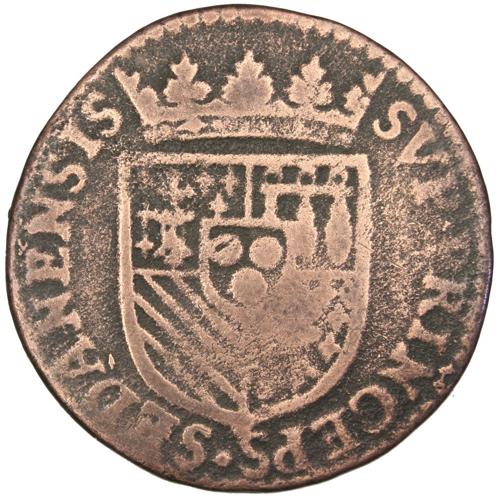 FRANCE, Liard, 1613, Raucourt, F(12-15), Copper, C2G #304, 3.26
