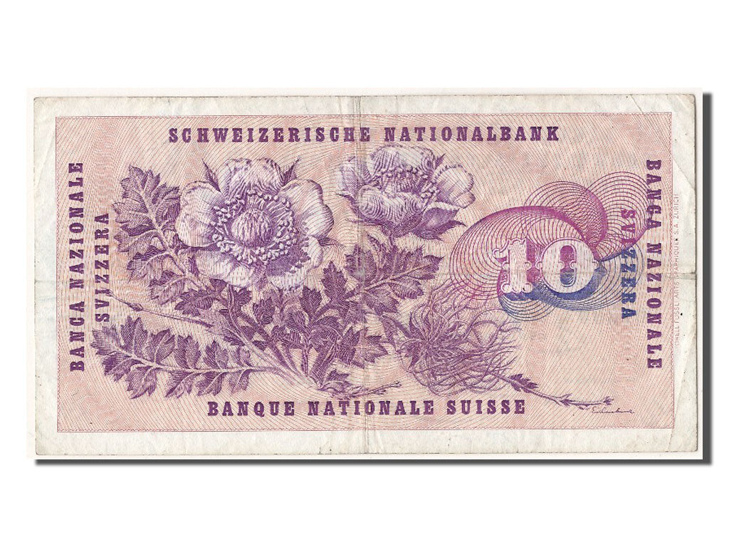 Switzerland, 10 Franken, 1970, KM #45p, 1970-01-05, VF(30-35), 64 E 076303