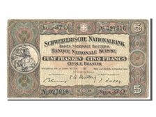 Billet, Suisse, 5 Franken, 1947, 1947-10-16, TB+