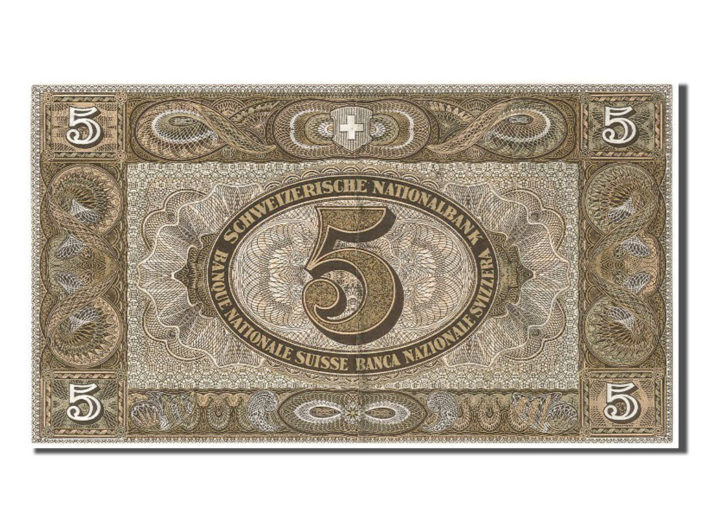 Switzerland, 5 Franken, 1952, KM #11p, 1952-03-28, AU(55-58), 54 L 032795