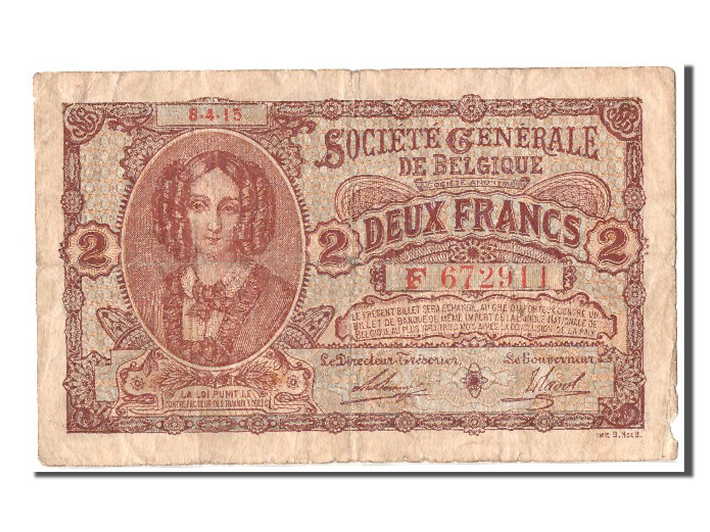 Banknote, Belgium, 2 Francs, 1915, 1915-04-08, F(12-15)