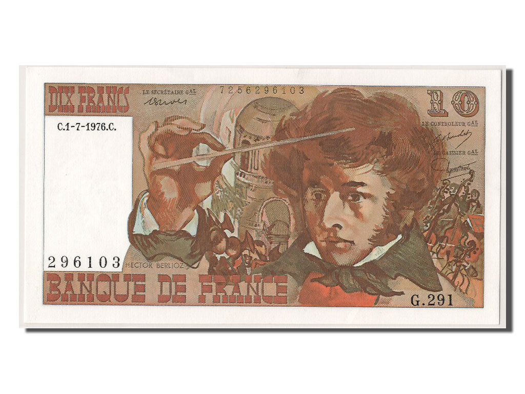 France, 10 Francs, 10 F 1972-1978 ''Berlioz'', 1976, KM #150c, 1976-07-01,...