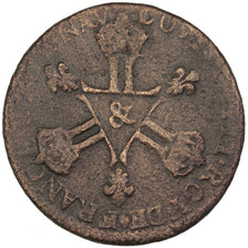 FRANCE, 6 Denarius, 1711, Aix en Provence, VF(30-35), Copper, Gadoury #85, 5.04