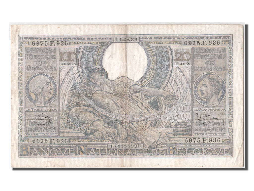 Banknote, Belgium, 100 Francs-20 Belgas, 1939, 1939-08-11, EF(40-45)
