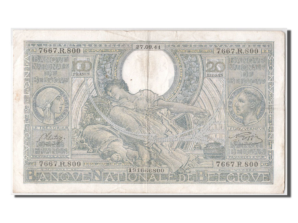 Banknote, Belgium, 100 Francs-20 Belgas, 1941, 1941-09-27, EF(40-45)