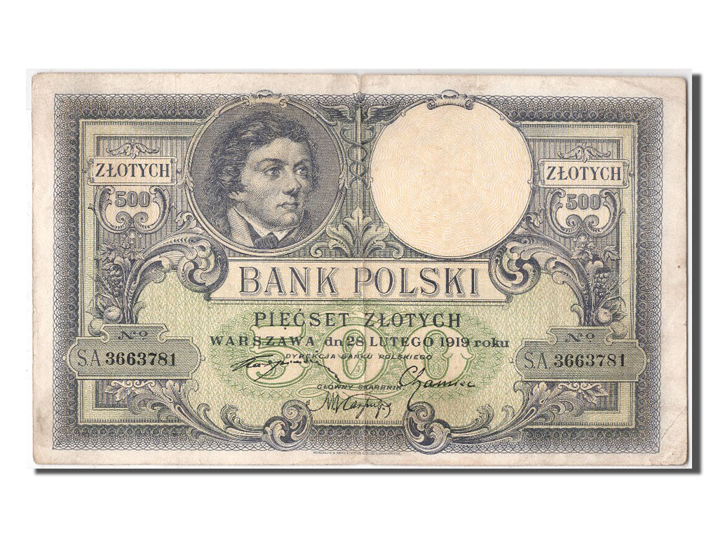Banknote, Poland, 500 Zlotych, 1919, 1919-02-28, AU(50-53)