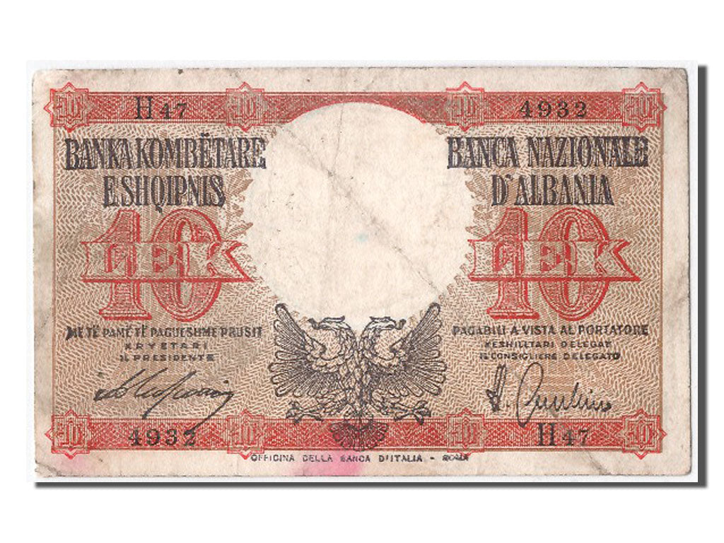 Banconote, Albania, 10 Lek, MB+