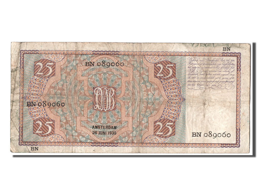 Netherlands, 25 Gulden, 1935, 1935-06-26, VF(30-35), BN 089060
