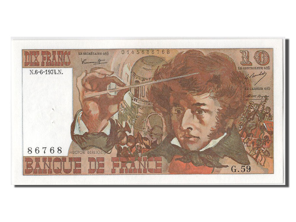 Biljet, Frankrijk, 10 Francs, 10 F 1972-1978 ''Berlioz'', 1974, 1974-06-06, SPL