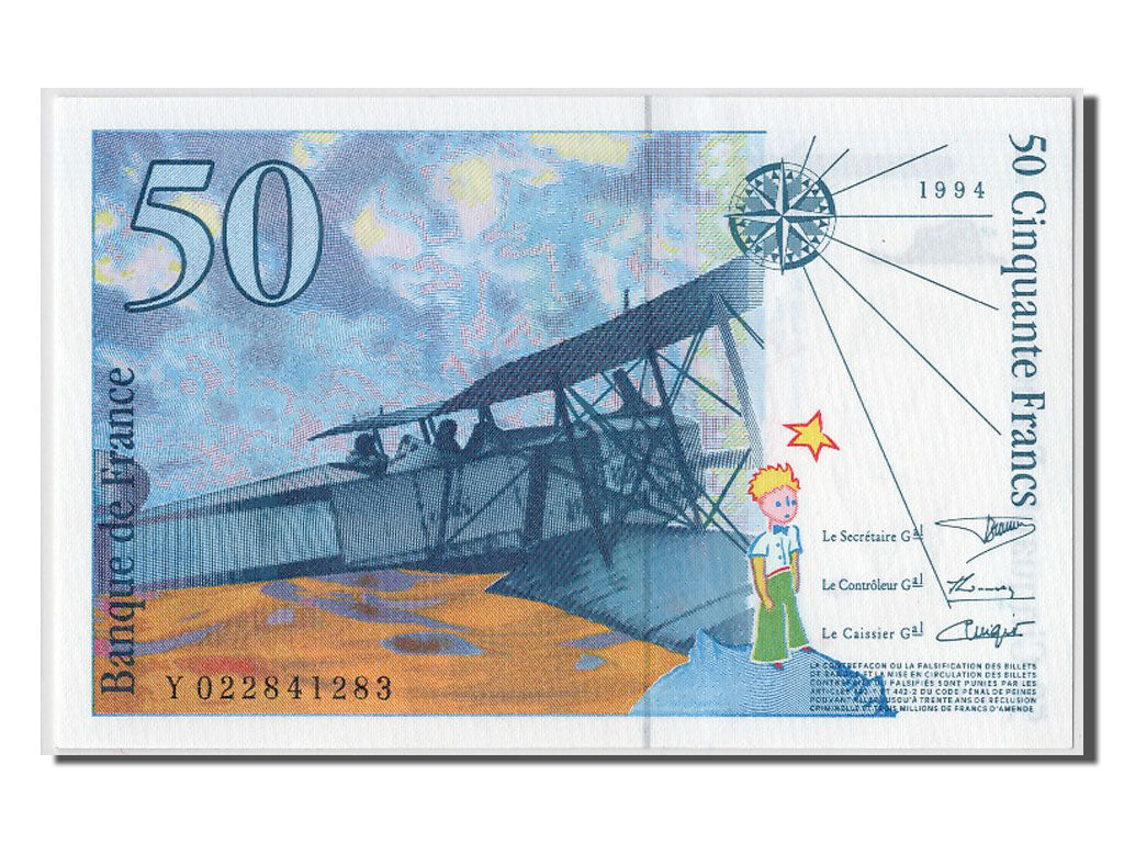 France, 50 Francs, 50 F 1992-1999 ''St Exupéry'', 1994, KM #157Aa, UNC(65-70), Y