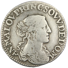 FRANCE, 1/12 Ecu, 1664, Trévoux, VF(30-35), Silver, 2.23