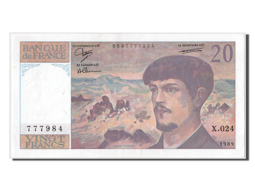Francia, 20 Francs, 20 F 1980-1997 ''Debussy'', 1989, KM:151c, SPL-, Fayette:...