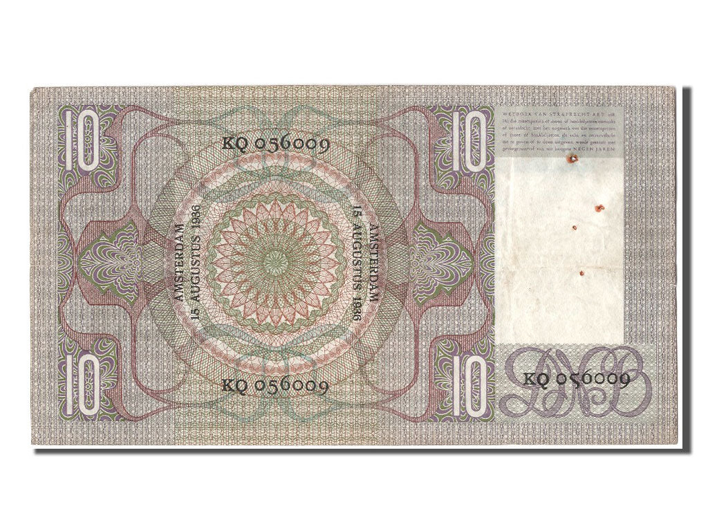 Banknote, Netherlands, 10 Gulden, 1936, 1936-08-15, VF(30-35)