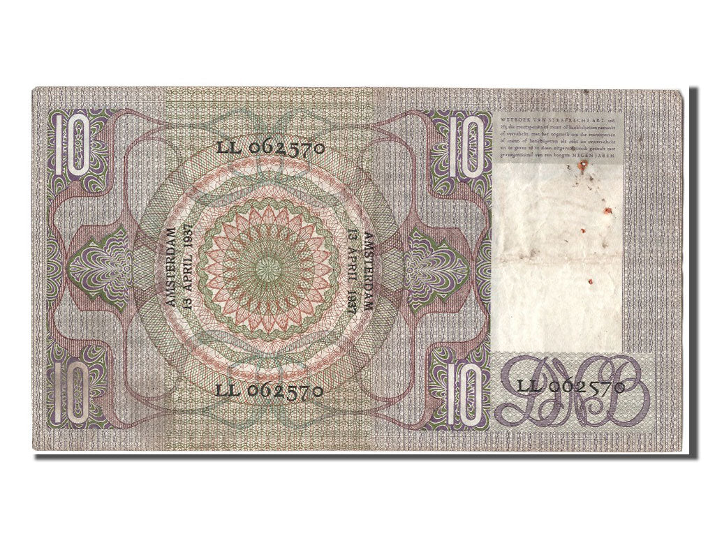 Geldschein, Niederlande, 10 Gulden, 1937, 1937-04-13, SS