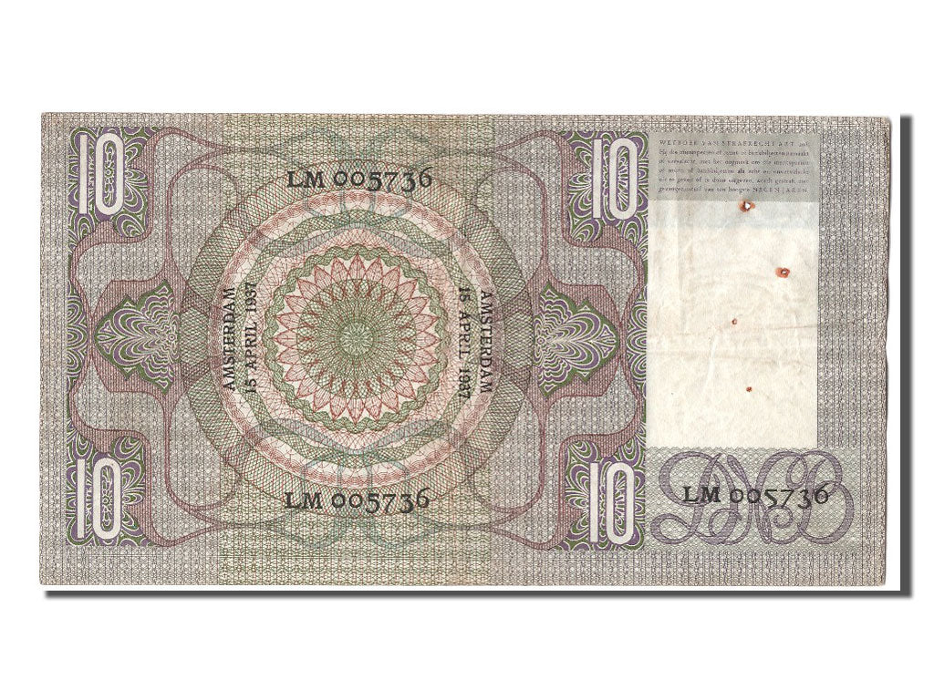 Banconote, Paesi Bassi, 10 Gulden, 1937, 1937-04-15, BB