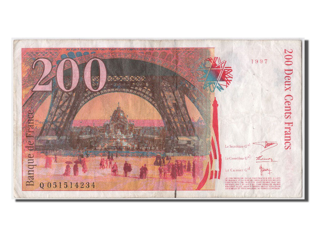 Francia, 200 Francs, 200 F 1995-1999 ''Eiffel'', 1997, KM:159b, MB+, Fayette:...