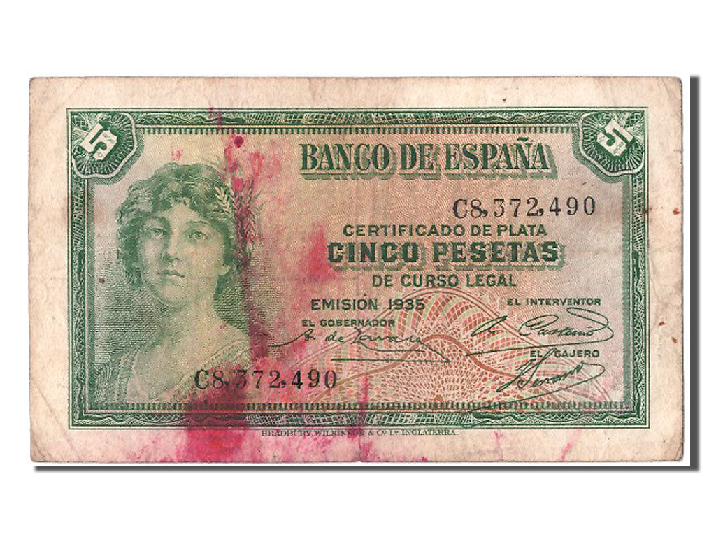 Billete, 5 Pesetas, 1935, España, BC