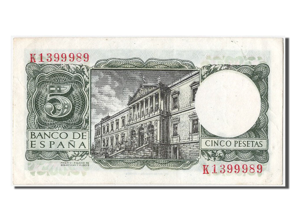 Banknote, Spain, 5 Pesetas, 1954, 1954-07-22, AU(55-58)