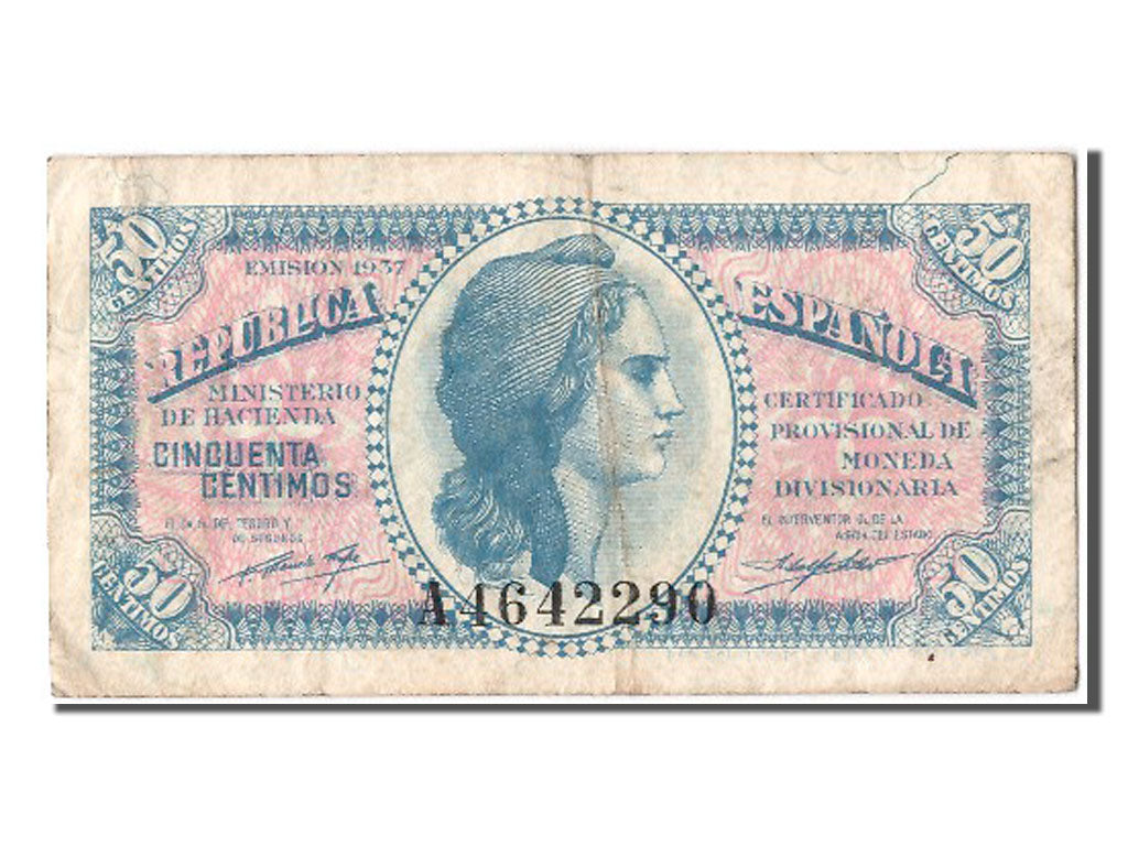 Biljet, Spanje, 50 Centimos, 1937, TTB