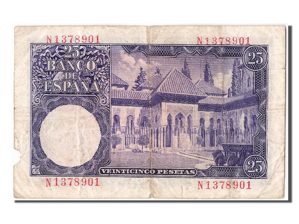 Banknote, Spain, 25 Pesetas, 1954, 1954-07-22, VF(20-25)