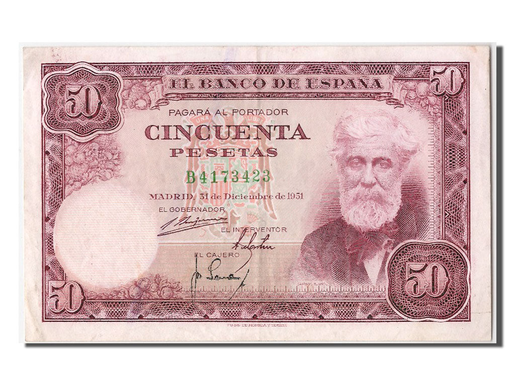 Banknote, Spain, 50 Pesetas, 1951, 1951-12-31, AU(55-58)