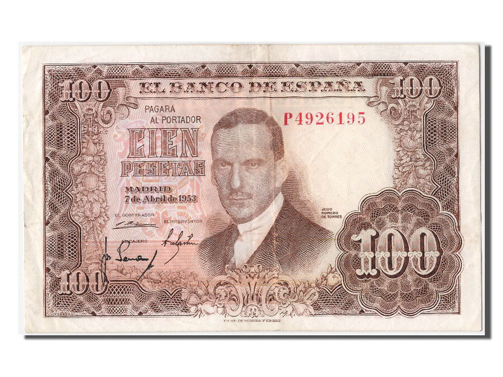 Banknote, Spain, 100 Pesetas, 1953, 1953-04-07, AU(55-58)