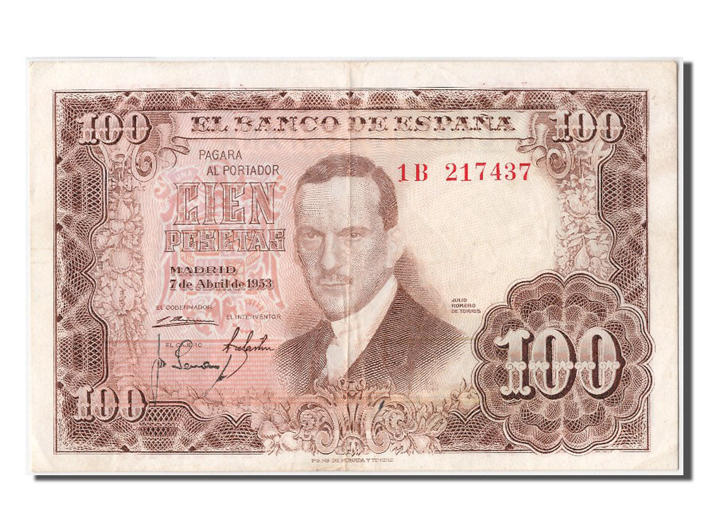Banknote, Spain, 100 Pesetas, 1953, 1953-04-07, AU(55-58)