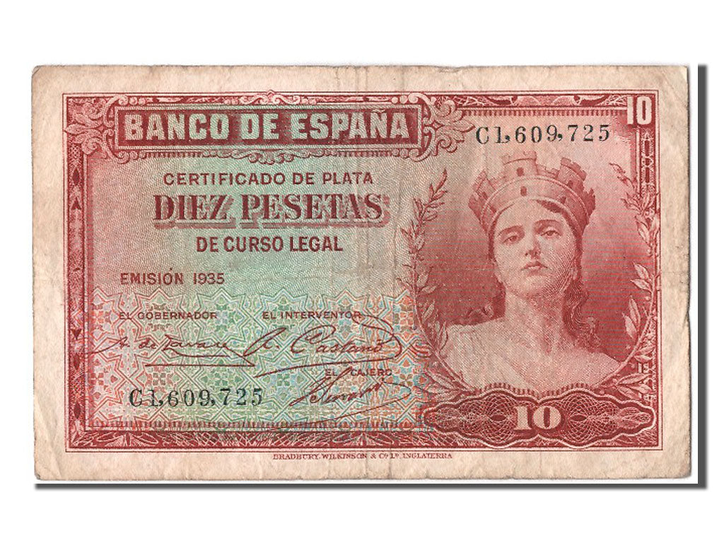 Banconote, Spagna, 10 Pesetas, 1935, MB