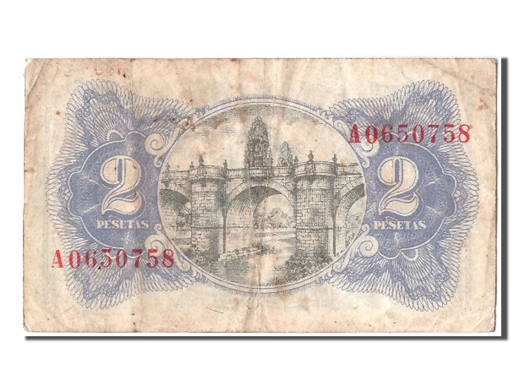 Banknot, Hiszpania, 2 Pesetas, 1938, VF(20-25)